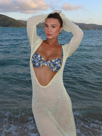 Solid See Through Bikini Cover Up