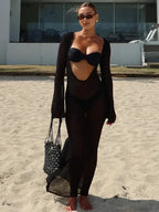 Solid See Through Bikini Cover Up