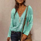 Solid Color Cotton V-Neck Loose T-Shirt