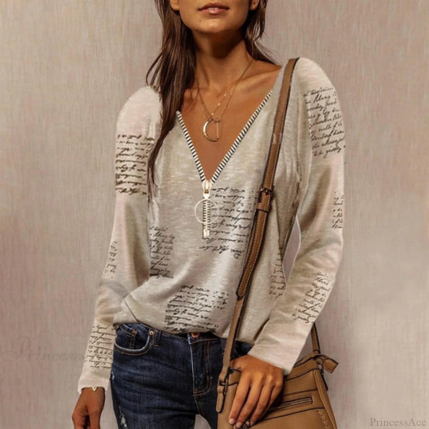 Solid Color Cotton V-Neck Loose T-Shirt