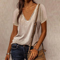 Solid Color Cotton V-Neck Loose T-Shirt