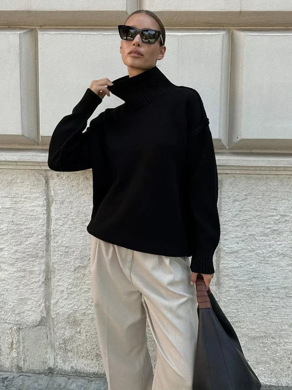 Solid Color Turtleneck Sweater