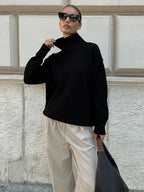 Solid Color Turtleneck Sweater