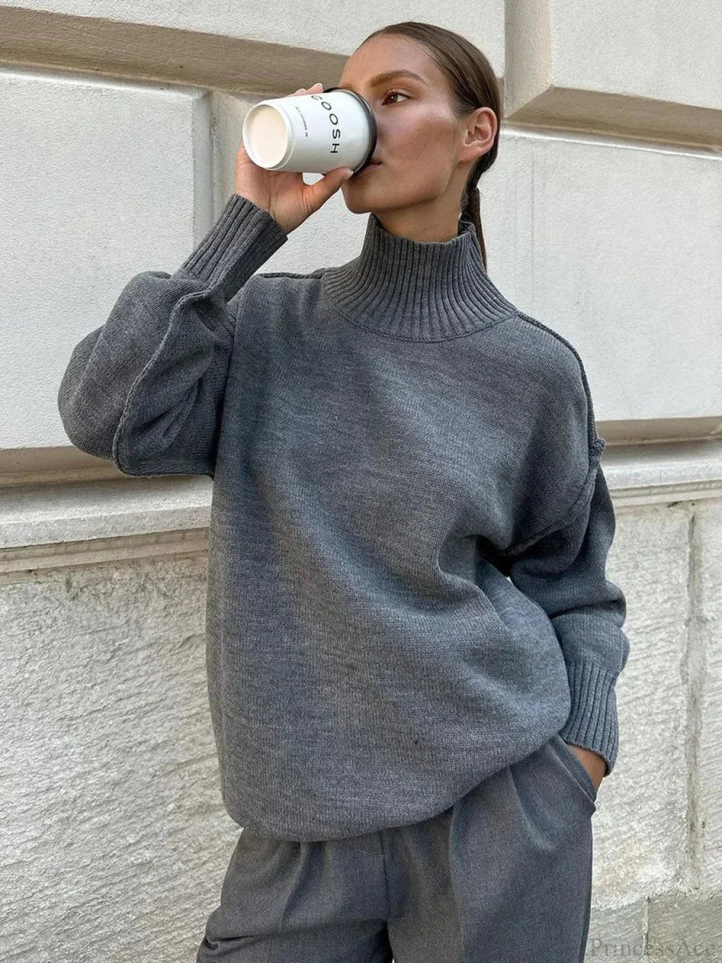Solid Color Turtleneck Sweater