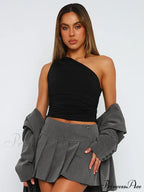 Solid Color One Shoulder Backless Candy Tight Sleeveless Neckless Slim Casual Tank Top