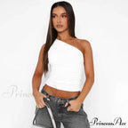 Solid Color One Shoulder Backless Candy Tight Sleeveless Neckless Slim Casual Tank Top