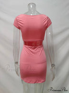 Solid Color Slim Hollow Out Mini Dress