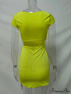 Solid Color Slim Hollow Out Mini Dress