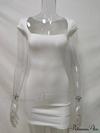 Solid Color Slim Hollow Out Mini Dress