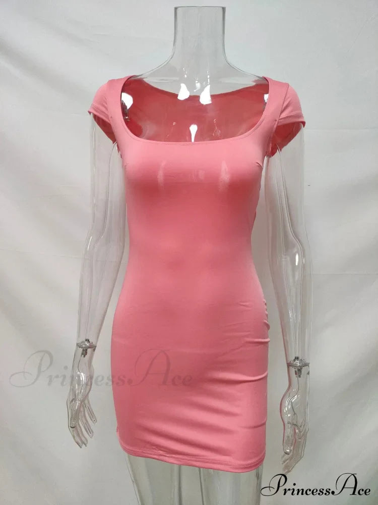 Solid Color Slim Hollow Out Mini Dress