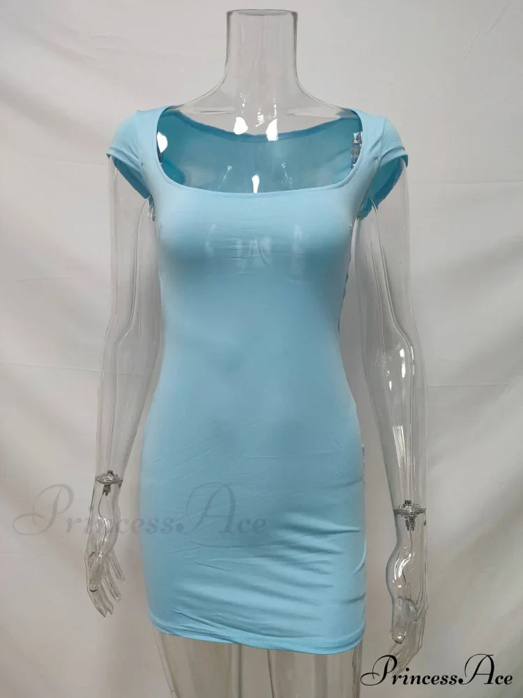 Solid Color Slim Hollow Out Mini Dress