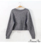 Solid Color Single-Breasted Knit Cardigan