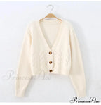 Solid Color Single-Breasted Knit Cardigan
