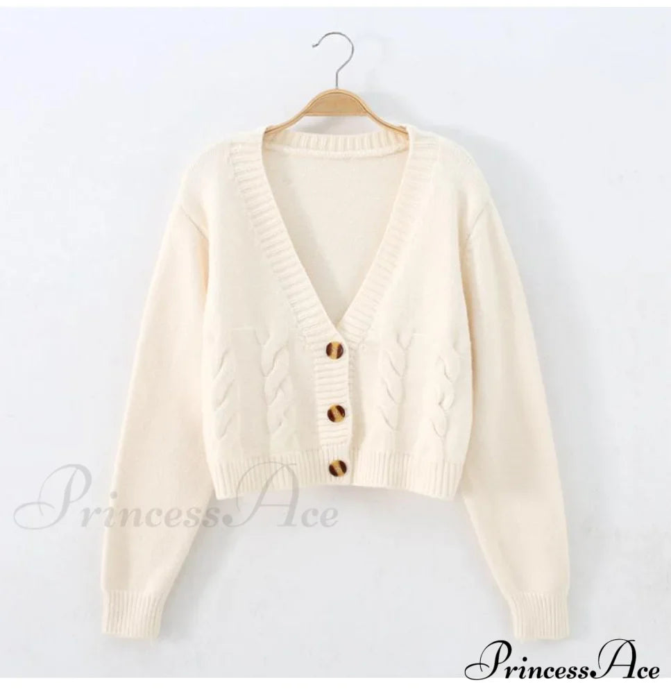 Solid Color Single-Breasted Knit Cardigan