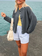 Solid Cozy Button-Front Knit Cardigan