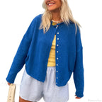 Solid Cozy Button-Front Knit Cardigan