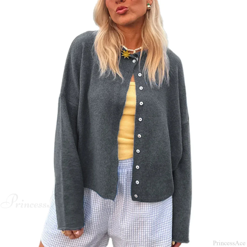 Solid Cozy Button-Front Knit Cardigan