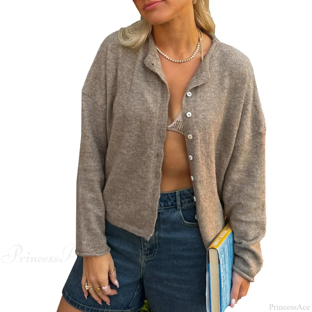 Solid Cozy Button-Front Knit Cardigan
