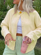 Solid Cozy Button-Front Knit Cardigan