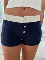 Solid Heart Print Elastic Short