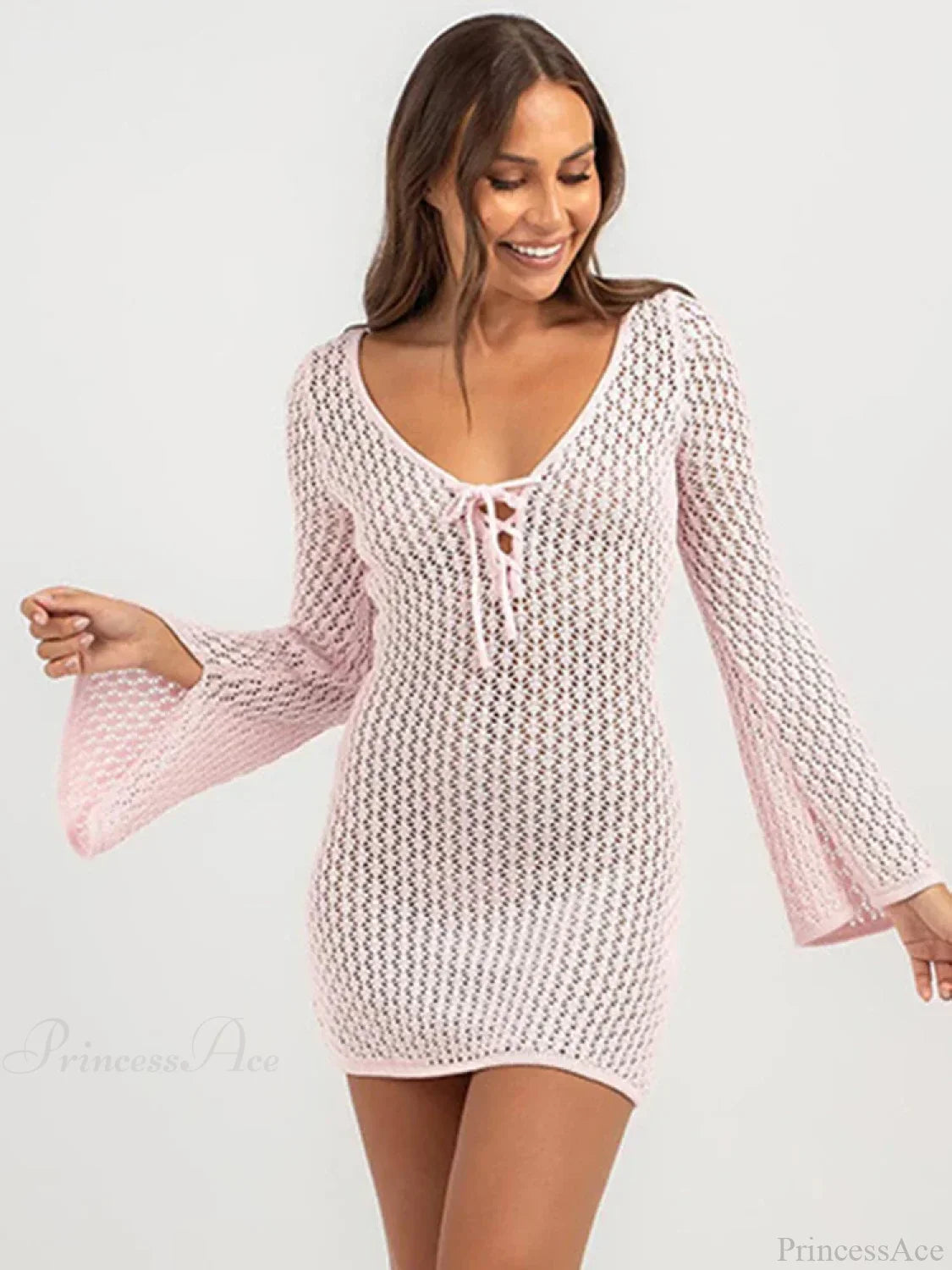 Solid Lace Up Bikini Cover