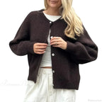 Solid O-Neck Cropped Knitted Cardigan