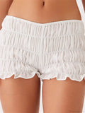 Solid Plaid Ruched Slim Short