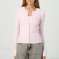 Solid Ribbed Button Up Slim Knit Cardigan