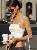 Spaghetti Strap Backless Bandage Skinny Crops Summer Elegant Lace Up Party Streetwear Women Camis Tank Top