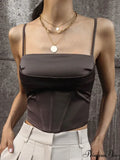 Spaghetti Strap Backless Bandage Skinny Crops Summer Elegant Lace Up Party Streetwear Women Camis Tank Top