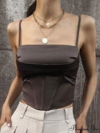 Spaghetti Strap Backless Bandage Skinny Crops Summer Elegant Lace Up Party Streetwear Women Camis Tank Top