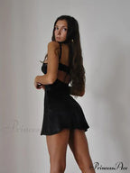 Spaghetti Strap Lace Sleeveless Backless Mini Dress