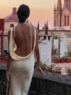 Spaghetti Strap Satin Maxi Dress
