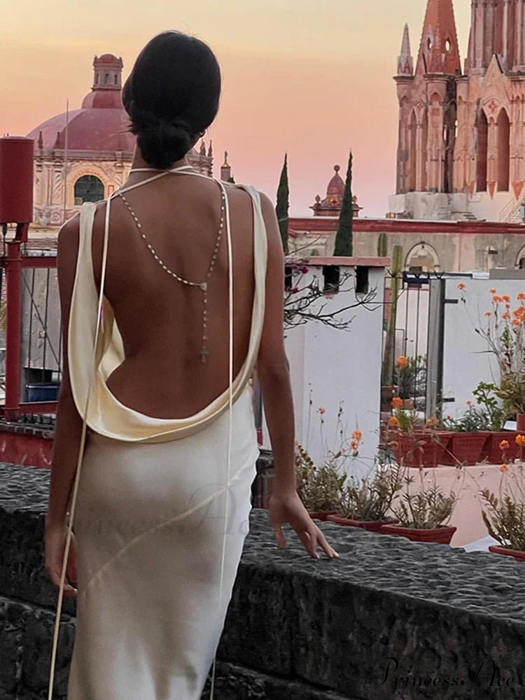 Spaghetti Strap Satin Maxi Dress