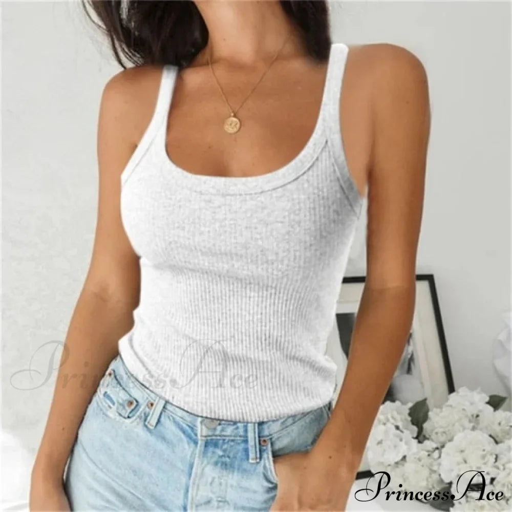 Spaghetti Vest Quality Knitted Camis U-Neck Tank Tops
