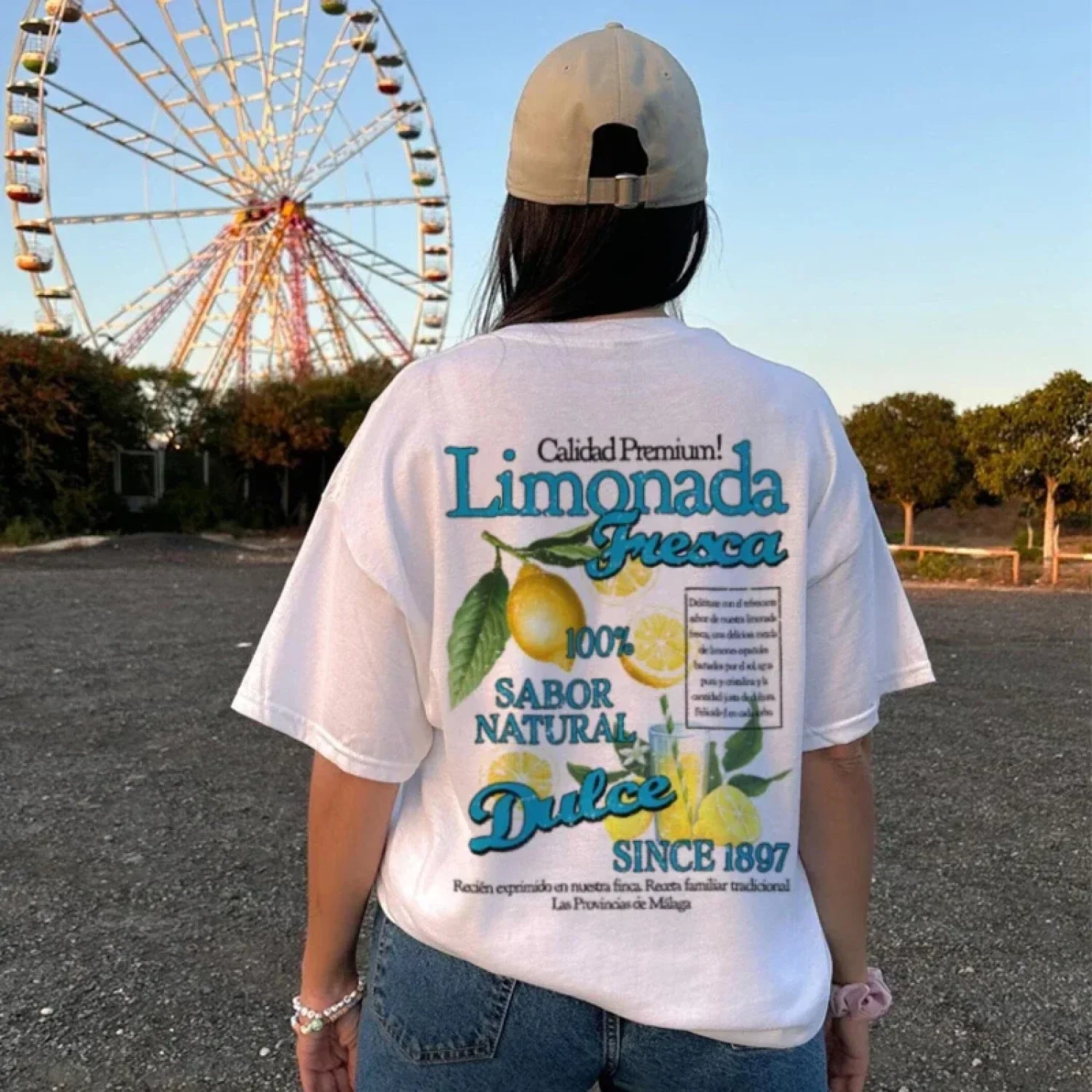 Spanish Lemon Print Oversized T-Shirt