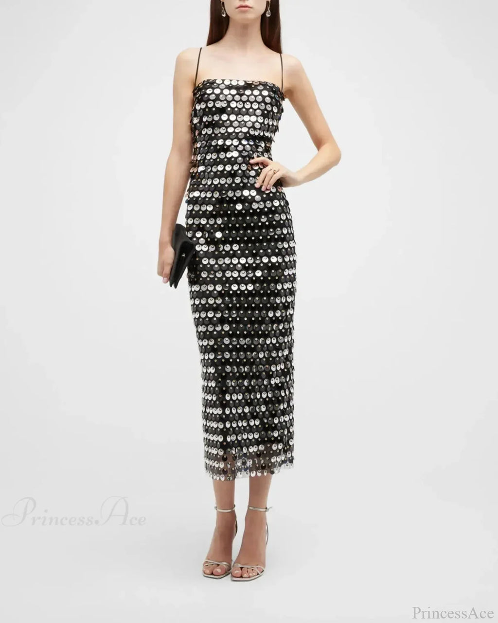 Sparkling Slim Sequin Dress Spaghetti Strap Sleeveless Sling Party