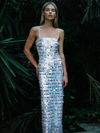Sparkling Slim Sequin Dress Spaghetti Strap Sleeveless Sling Party