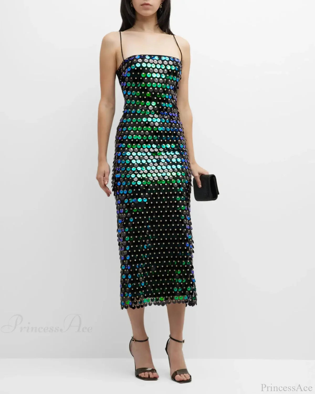 Sparkling Slim Sequin Dress Spaghetti Strap Sleeveless Sling Party
