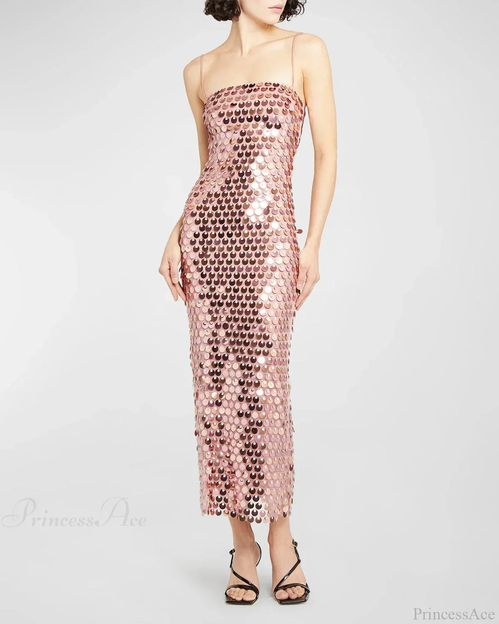 Sparkling Slim Sequin Dress Spaghetti Strap Sleeveless Sling Party