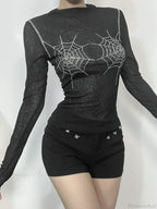 Spider Web O-Neck Knit Top