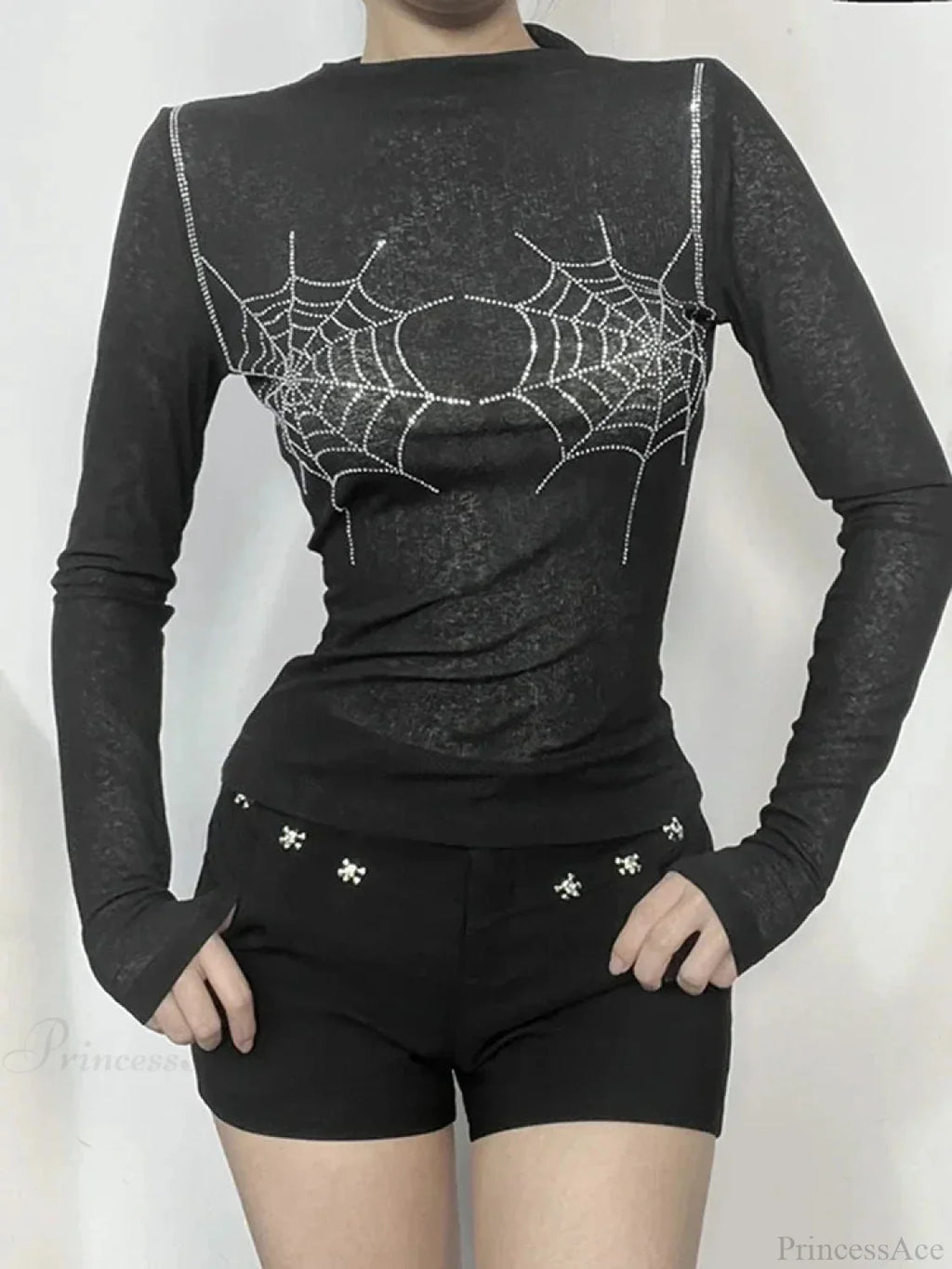 Spider Web Round-Neck Knit Top