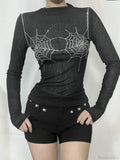 Spider Web Round-Neck Knit Top