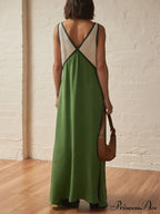 Splicing V-Neck Charming Contrasting Color Dress