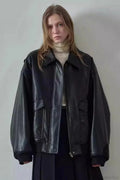 Spring Oversized Faux Leather Coat