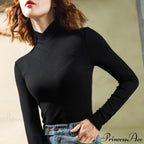 Stand-Up Collar Long-Sleeved Stretch T-Shirt