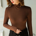 Stand-Up Collar Long-Sleeved Stretch T-Shirt