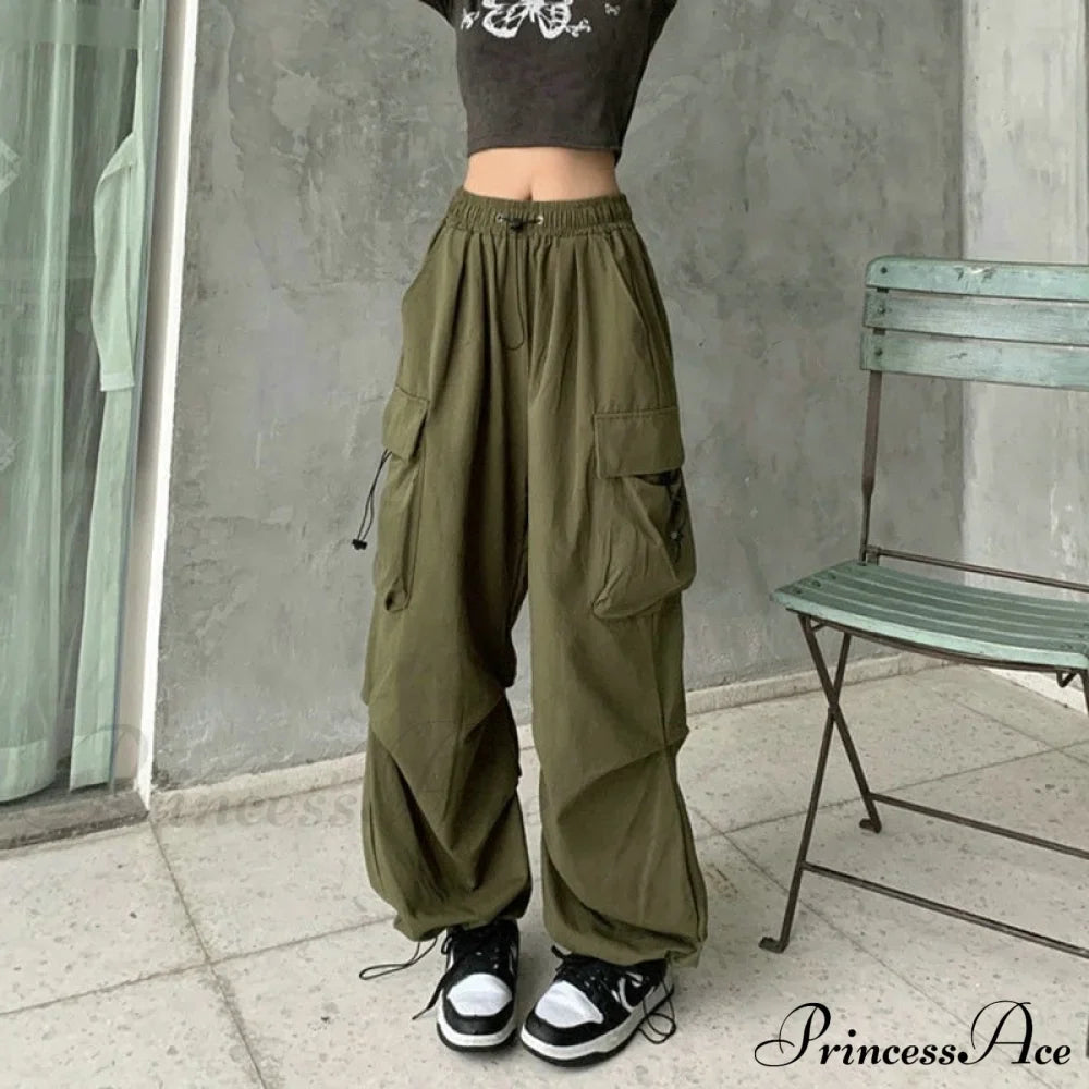 Straight Trousers Wide Leg Pockets Joggers