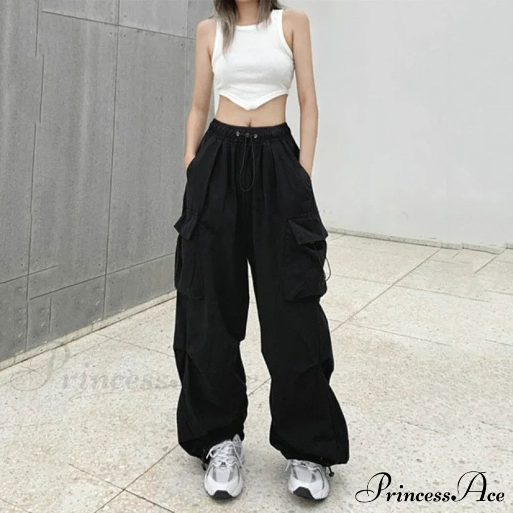 Straight Trousers Wide Leg Pockets Joggers