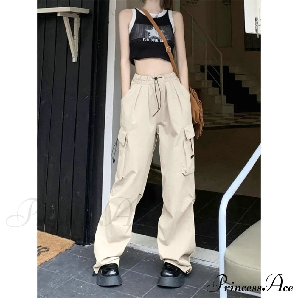 Straight Trousers Wide Leg Pockets Joggers